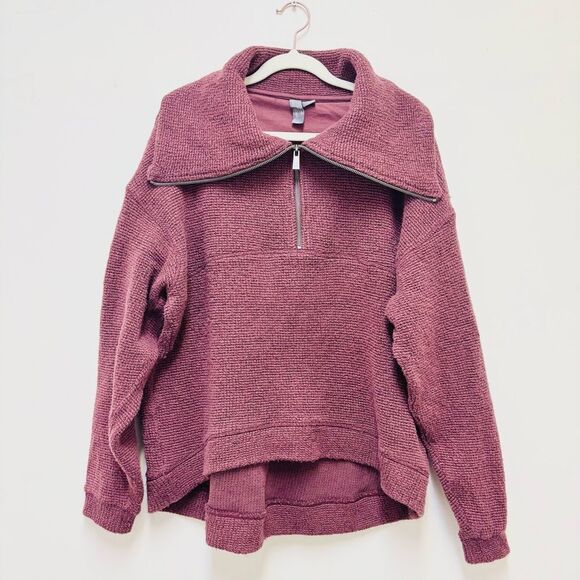 Sweaty Betty Restful Boucle Half Zip – Burgundy Red, Textured Knit, Size 6 - Picture 4 of 6